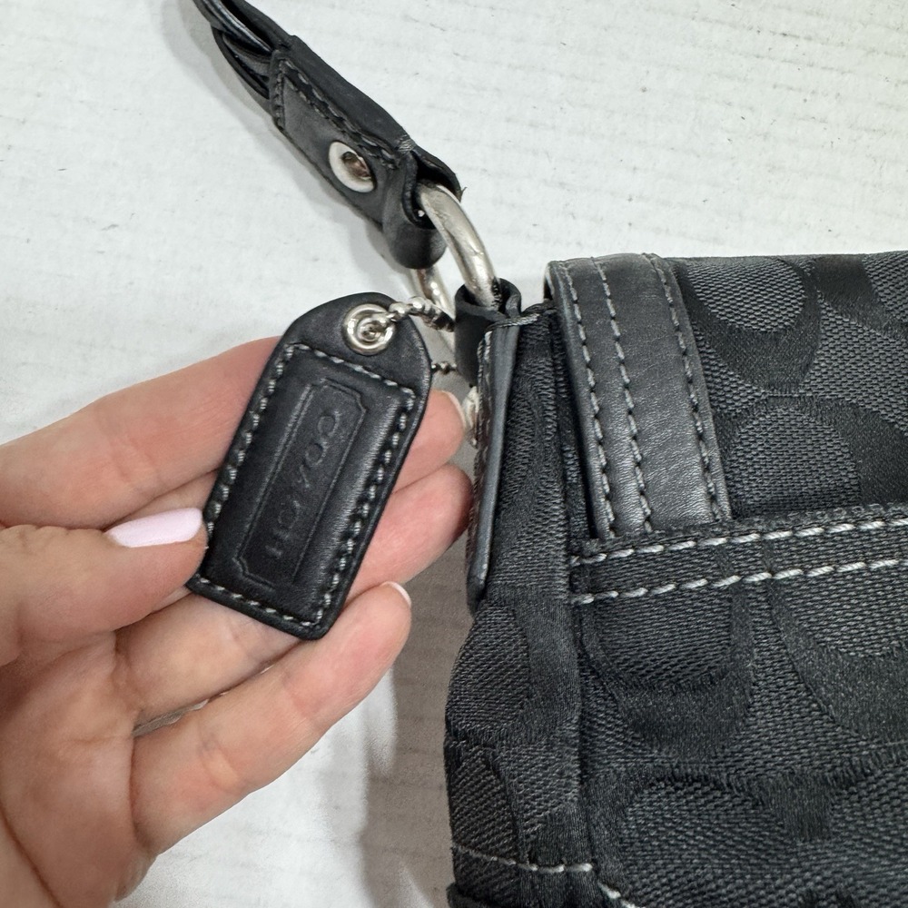 Y2K Coach Chelsea Flap Monogram Signature Canvas Turnkey Bag 11014 Boho Black - Picture 7 of 11